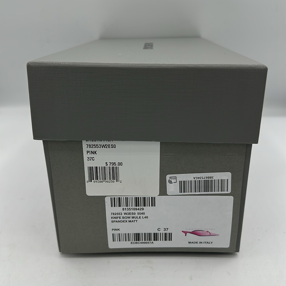 Balenciaga Knife Kitten Heel Bow Mule Pink Size 37 EU / 7 US NIB - Picture 9 of 15